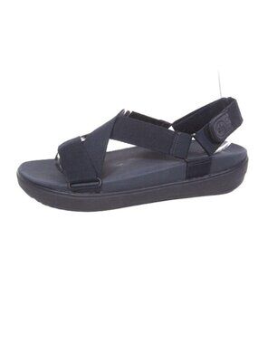 FitFlop Size 9 Womens Sling Canvas Weave Slingback Sandals Navy Blue Platform